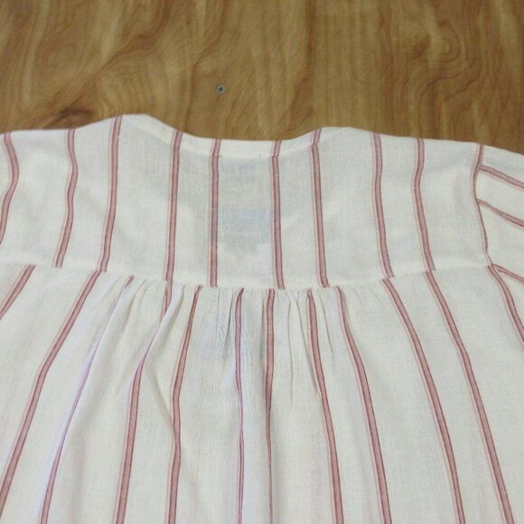 SPLENDID Linen Blend Blouse Womens L Yoked Red White Strip V Neck Top Shirt NWT - Picture 10 of 12